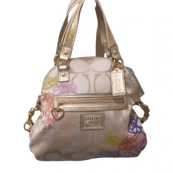 Coach Poppy Daisy Floral Satchel / Crossbody Bag - Rare - Picture 2 of 13